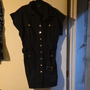 City Chic Black Dress with Gold Details